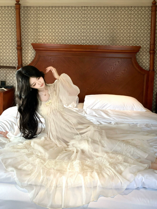Ivory Lace Princess Nightgown & Slip Dress