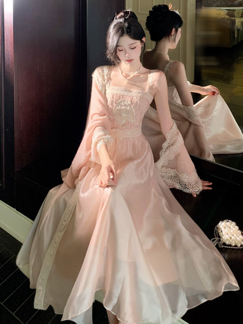 Blush Rosette Lace Princess Dress