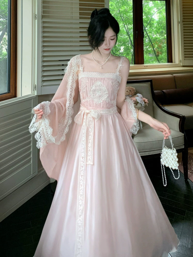 Blush Rosette Lace Princess Dress