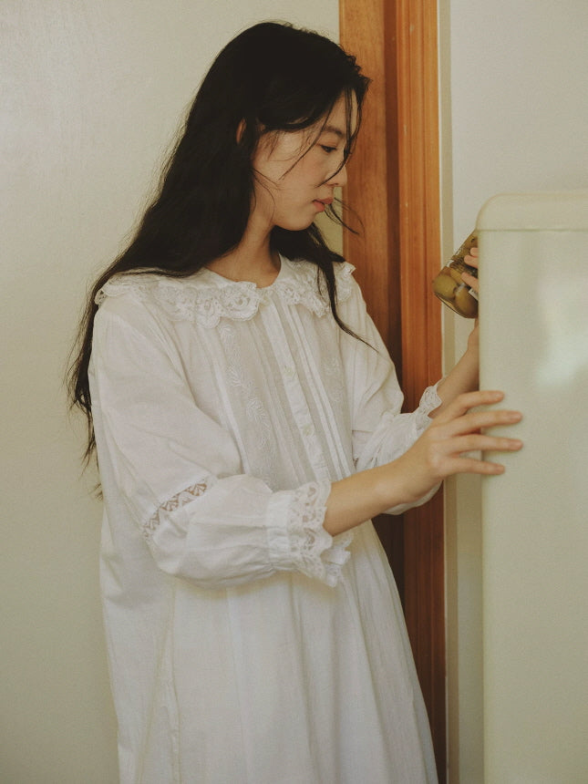 Ivory Lace Cotton Nightgown