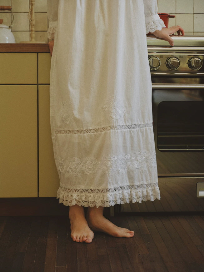 Ivory Lace Cotton Nightgown