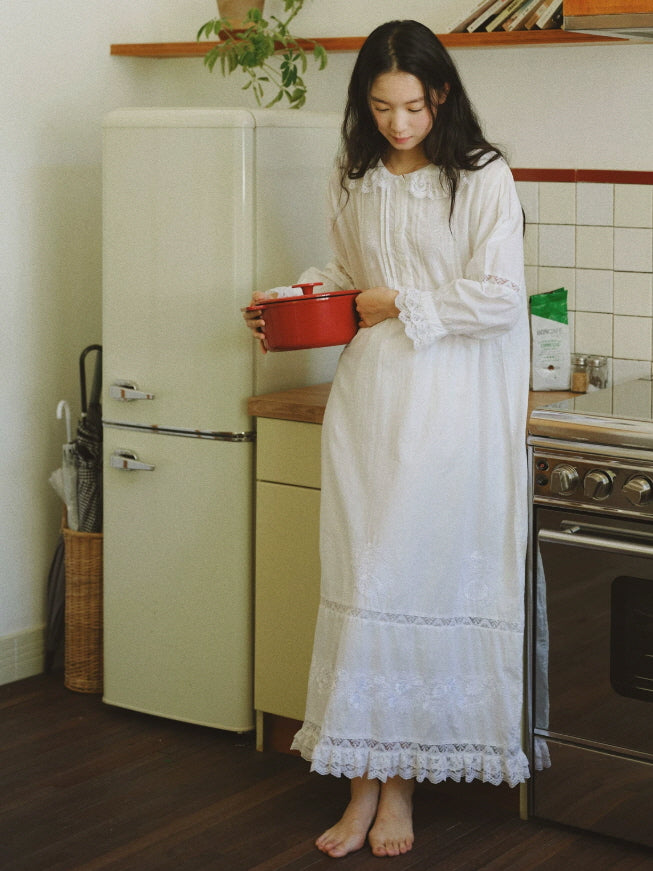 Ivory Lace Cotton Nightgown