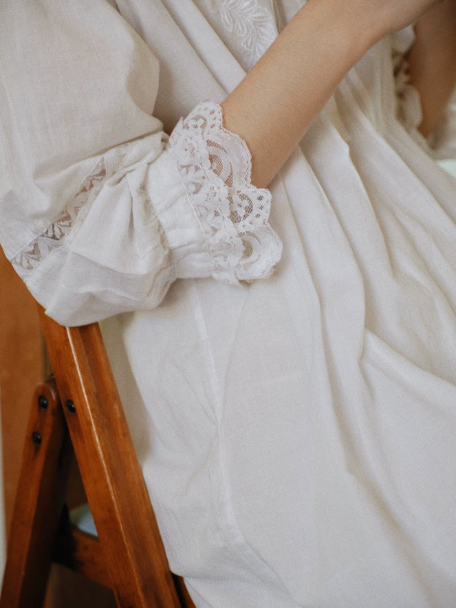 Ivory Lace Cotton Nightgown