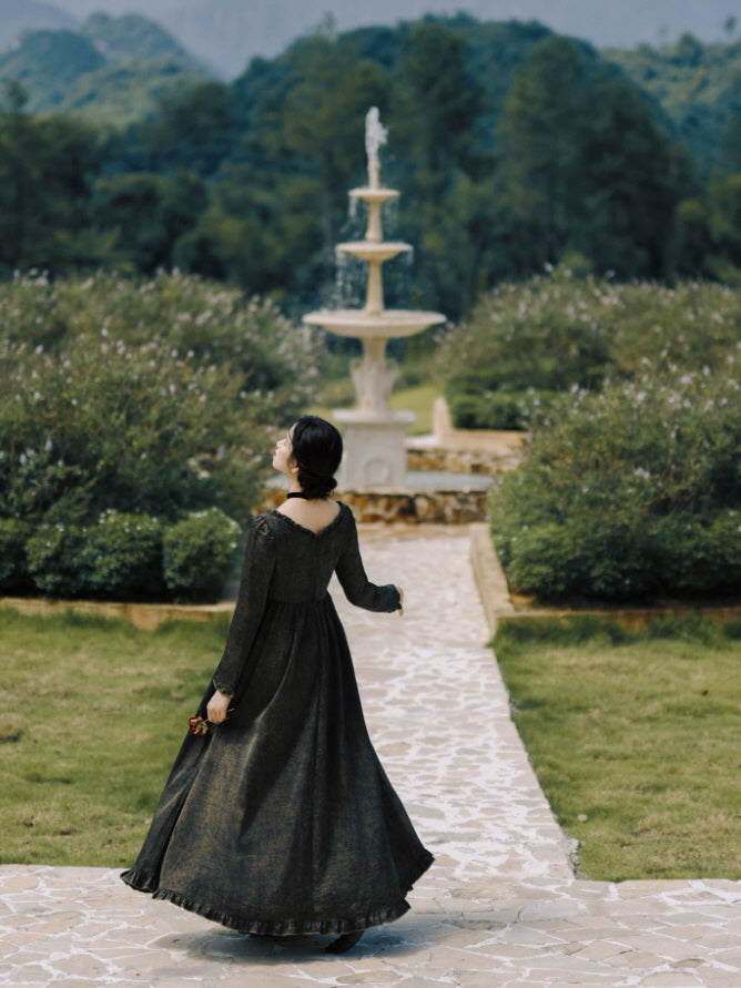 Midnight Heirloom Empire Maxi Dress