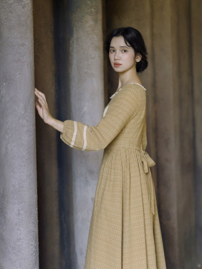 Harvest Check Lace Maxi Dress
