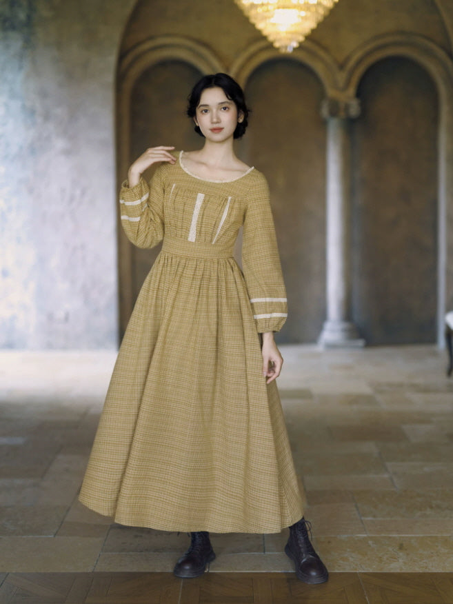 Harvest Check Lace Maxi Dress