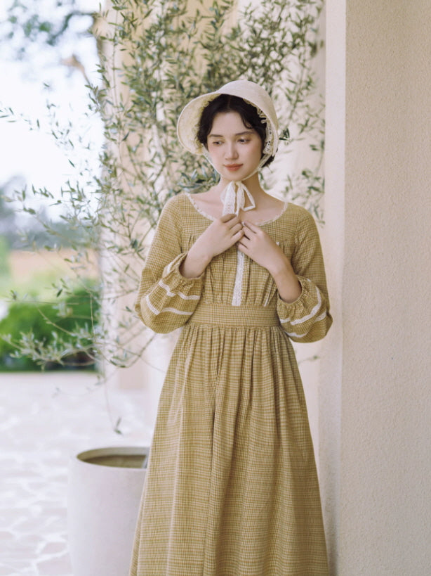 Harvest Check Lace Maxi Dress