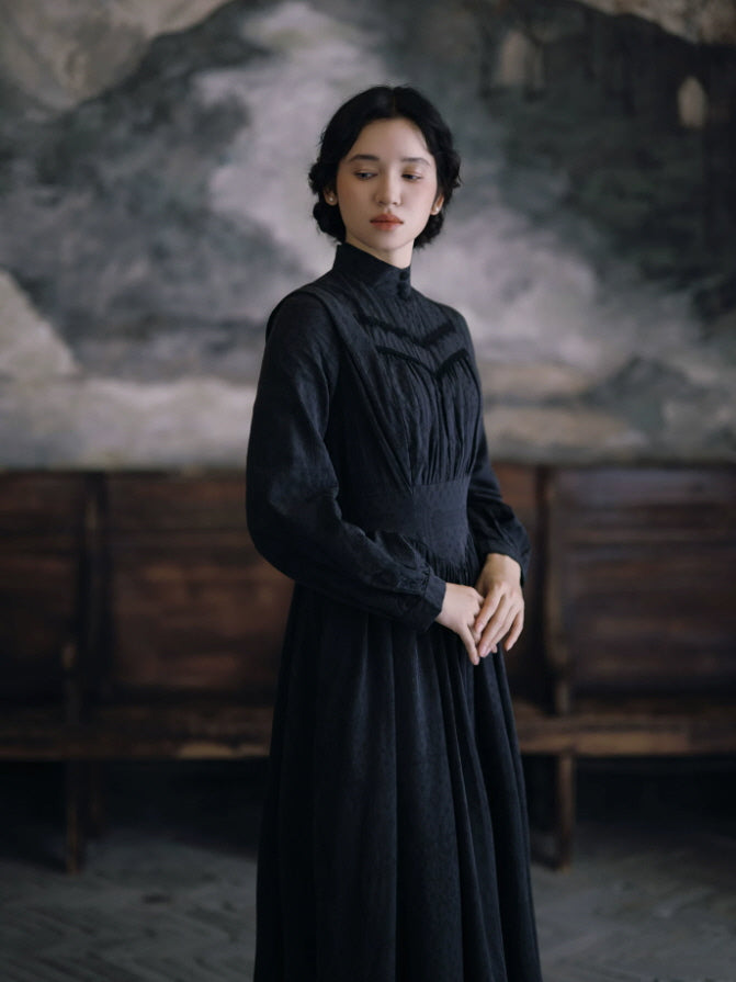 Black Manor High Neck Maxi Dress
