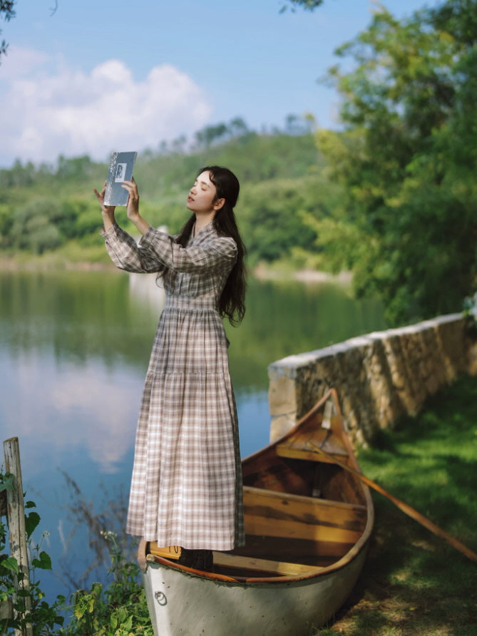 Lakeside Plaid Lace Maxi Dress