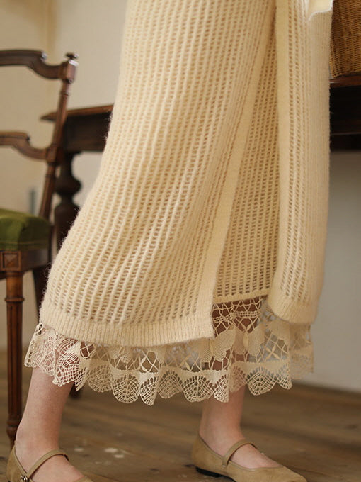 Vintage Lace Cream Knit Dress