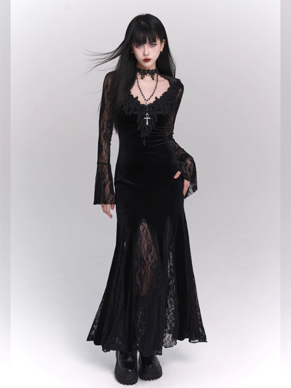 Nocturne Velvet & Lace Siren Gown