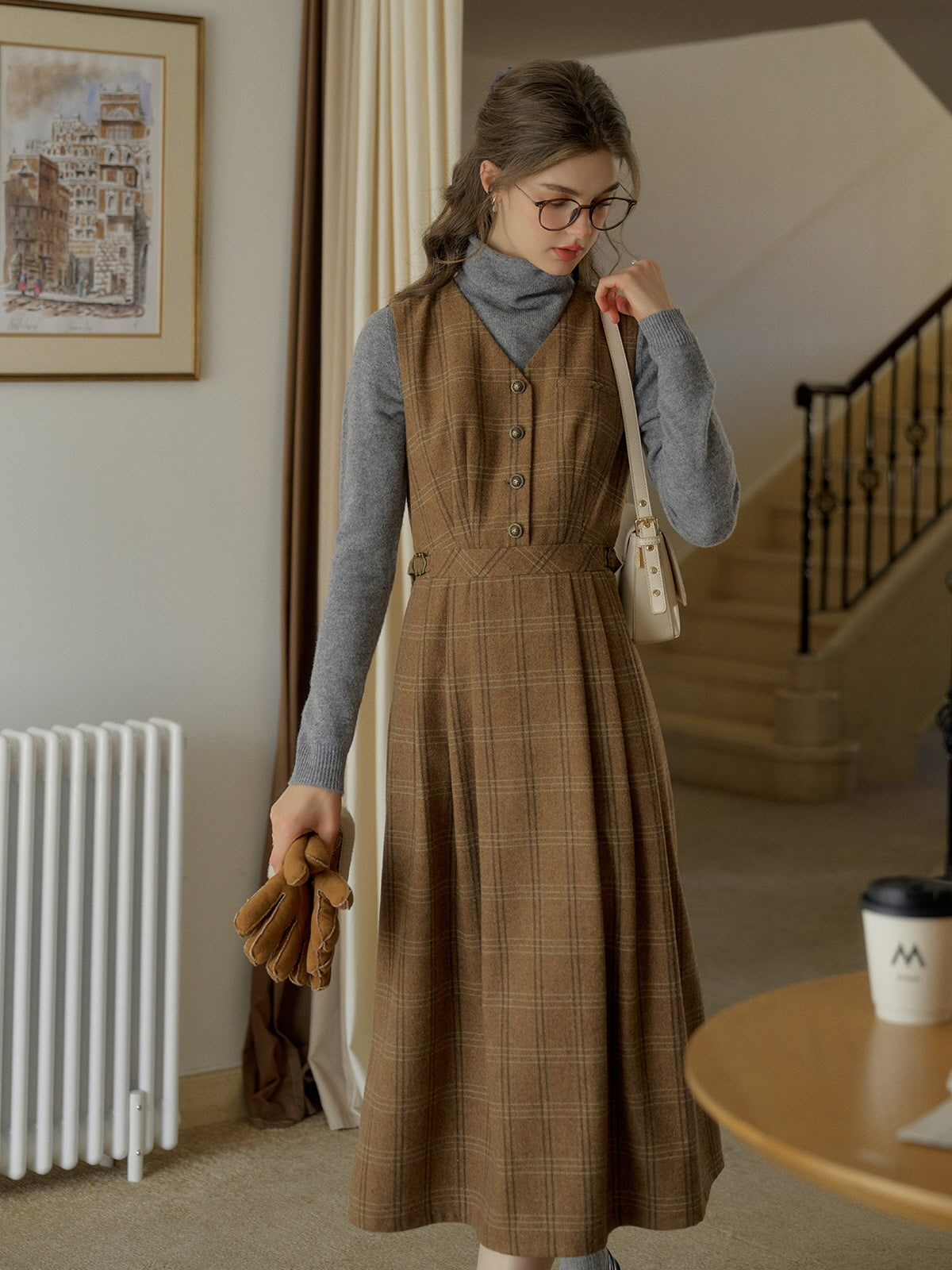 Timeless Plaid Wool Blend Vintage Dress