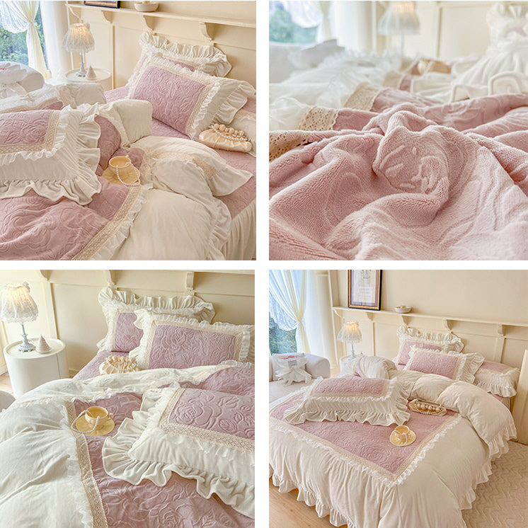 Velvet Rose Ruffle Bedding Set