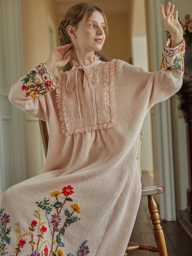 Floral Embroidered Vintage Cottage Dress