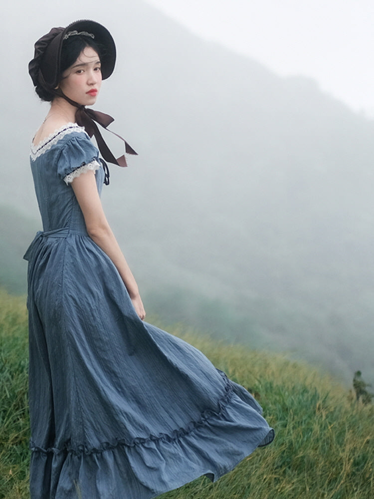 Clara's Retro Blue Elegance Dress