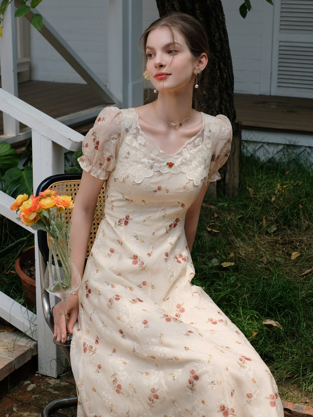 Ivory Rose Lace Summer Dress