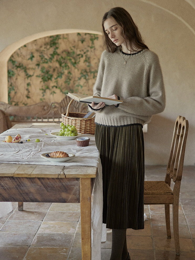 Vintage Velvet Pleated Skirt