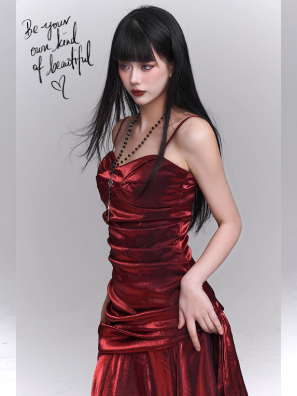 Crimson Siren Tiered Velvet Maxi Dress