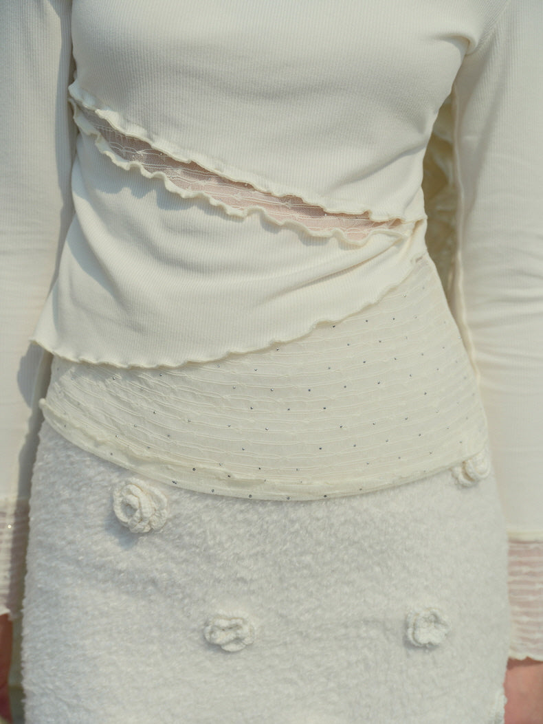 Pearl Lace Sheer Panel Top