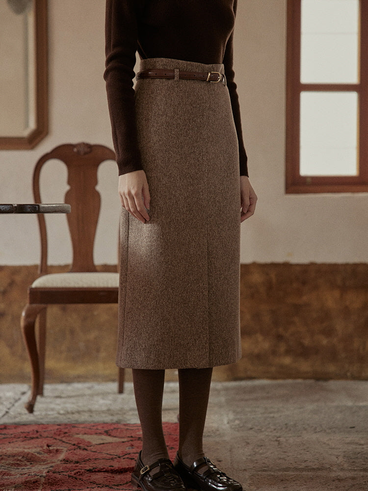 Classic Tweed High-Waist Skirt