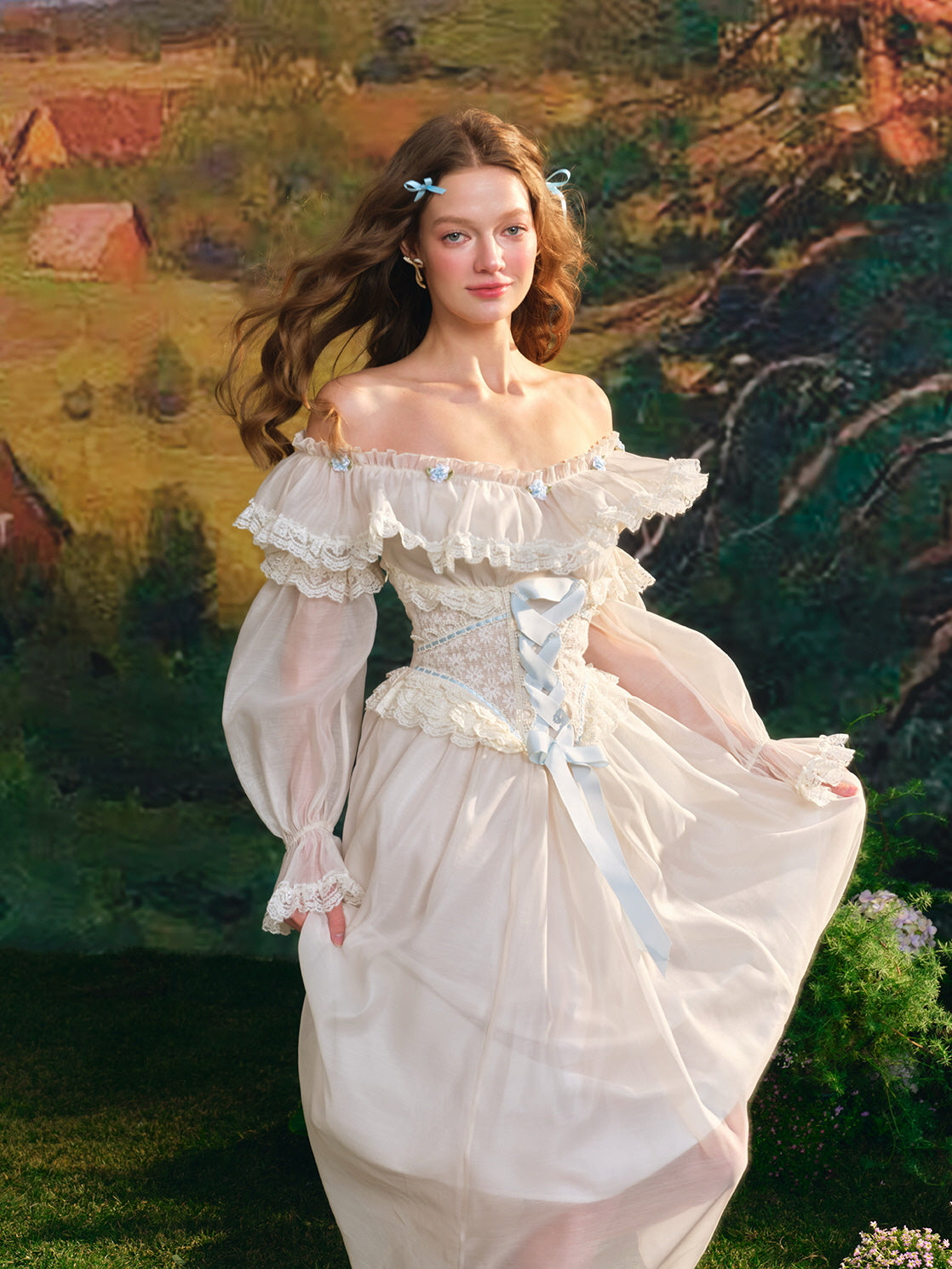 Blue Blossom Corset Fairy Maxi Dress