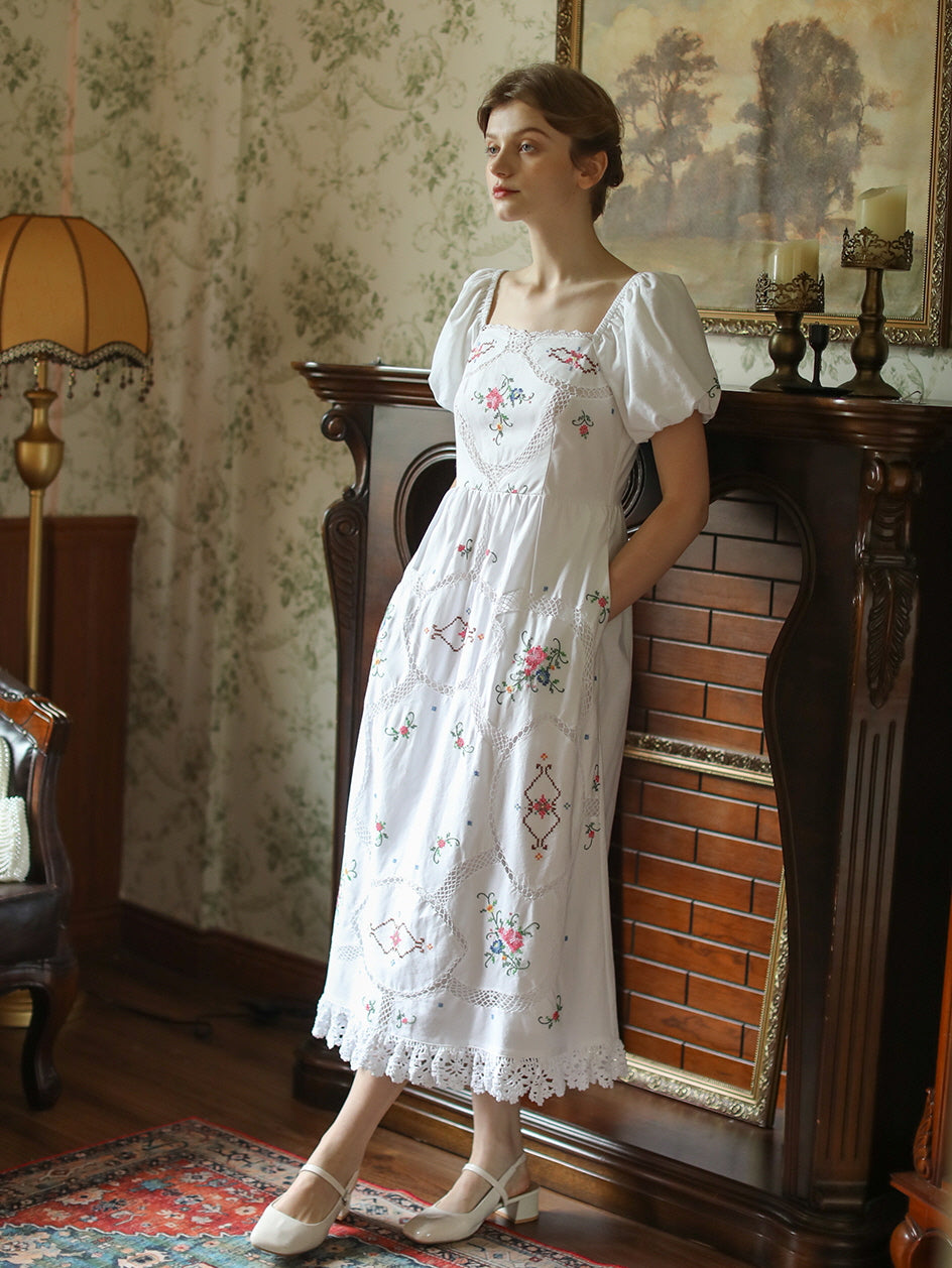 Emily's Vintage Floral Charm Dress