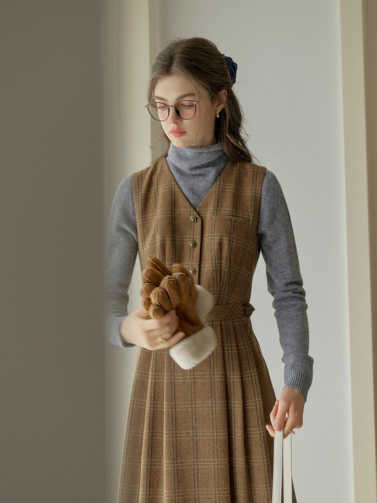 Timeless Plaid Wool Blend Vintage Dress