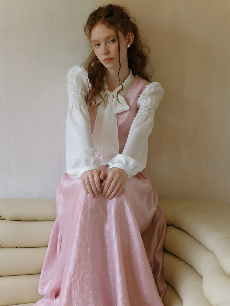 Soft Pink Satin Buttoned Vest