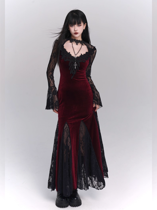 Nocturne Velvet & Lace Siren Gown
