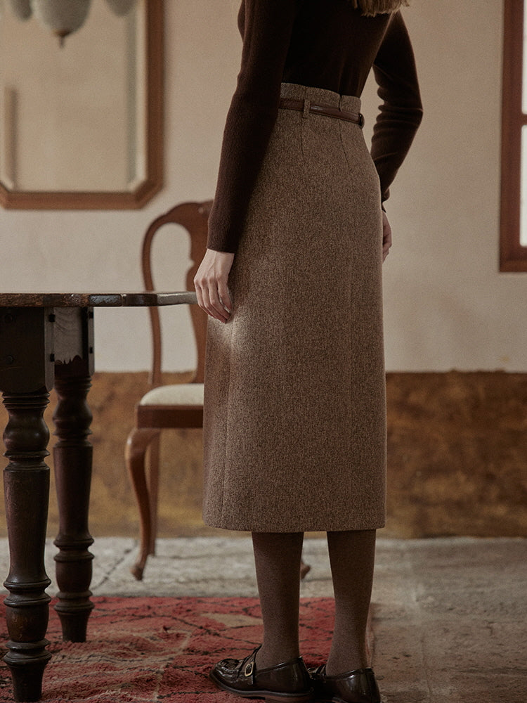 Classic Tweed High-Waist Skirt