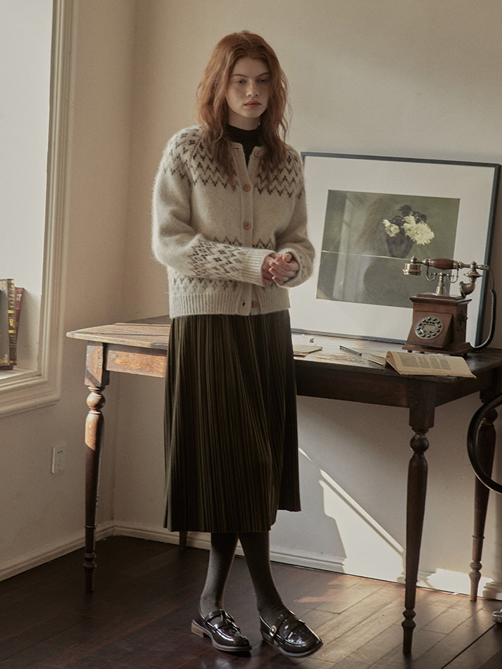 Vintage-Inspired Nordic Wool Blend Cardigan