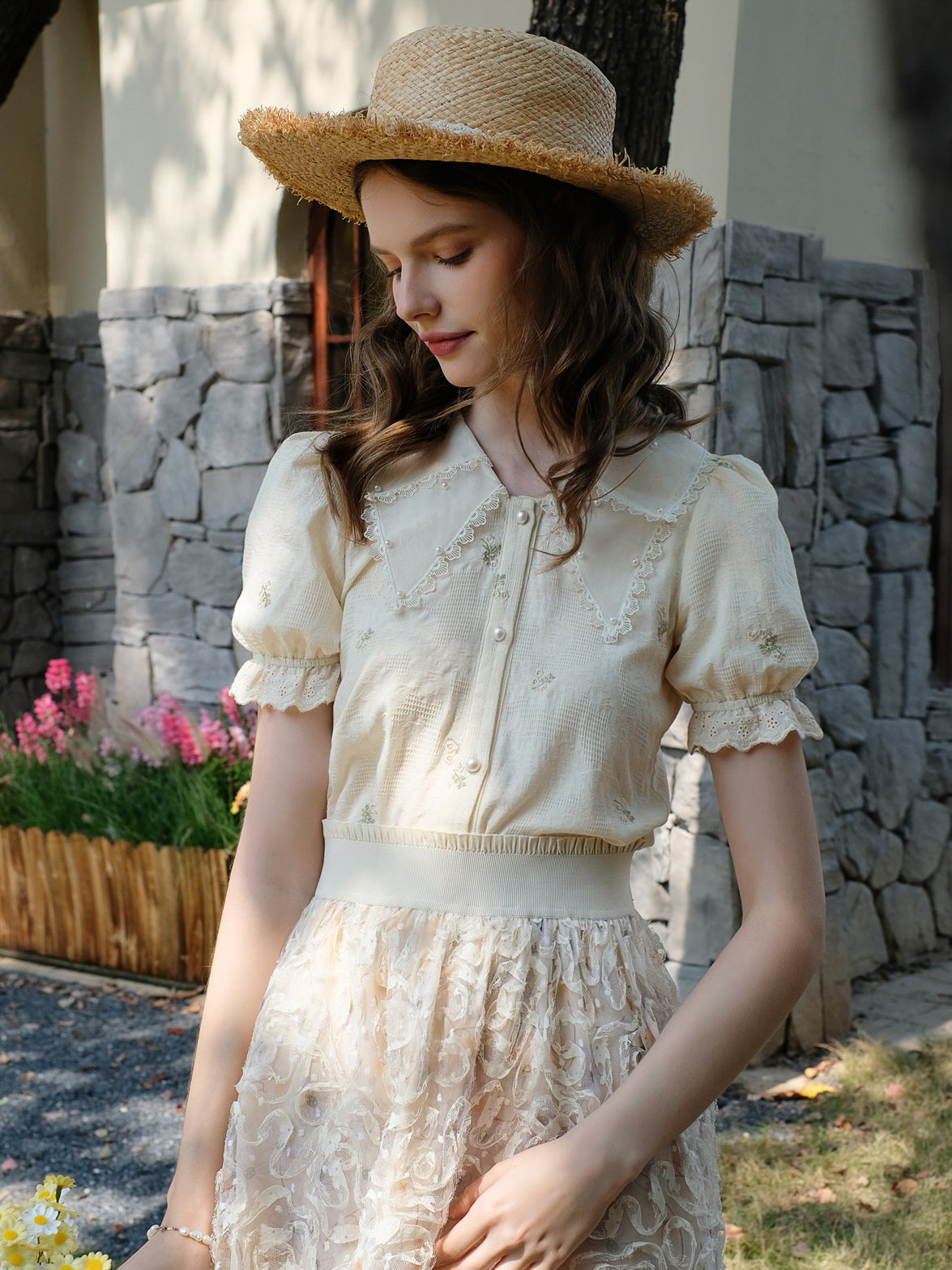 Clara's Cotton Embroidery Blouse