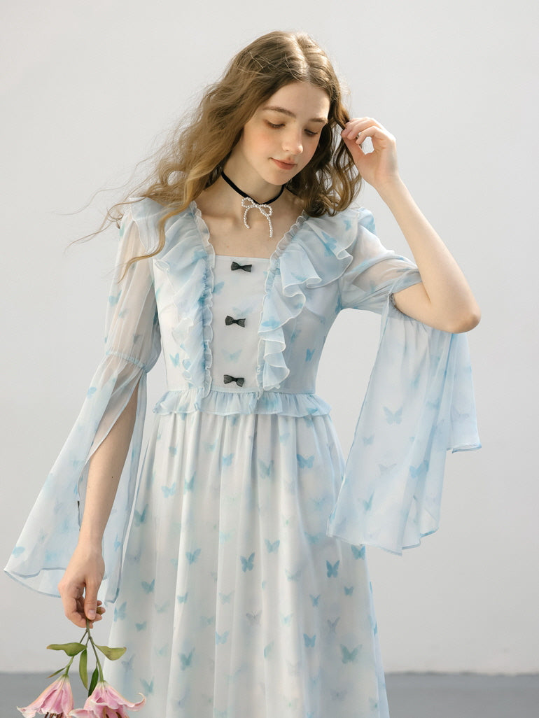 Whimsical Light Blue Butterfly Dream Dress