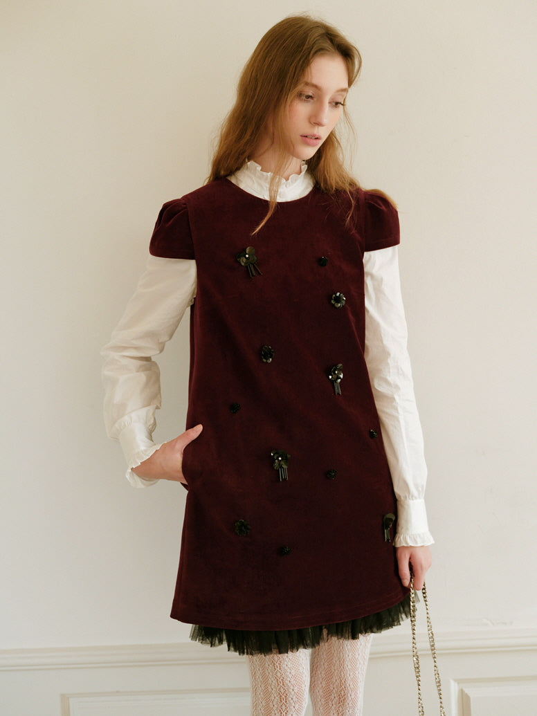 Burgundy Velvet Mini Dress