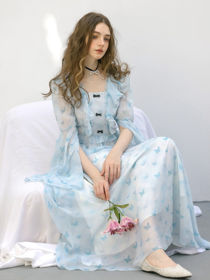 Whimsical Light Blue Butterfly Dream Dress