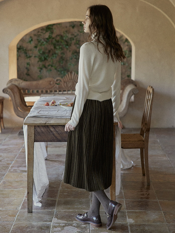 Vintage Velvet Pleated Skirt