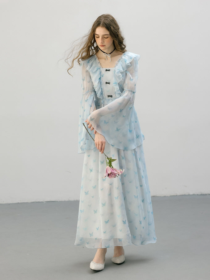 Whimsical Light Blue Butterfly Dream Dress