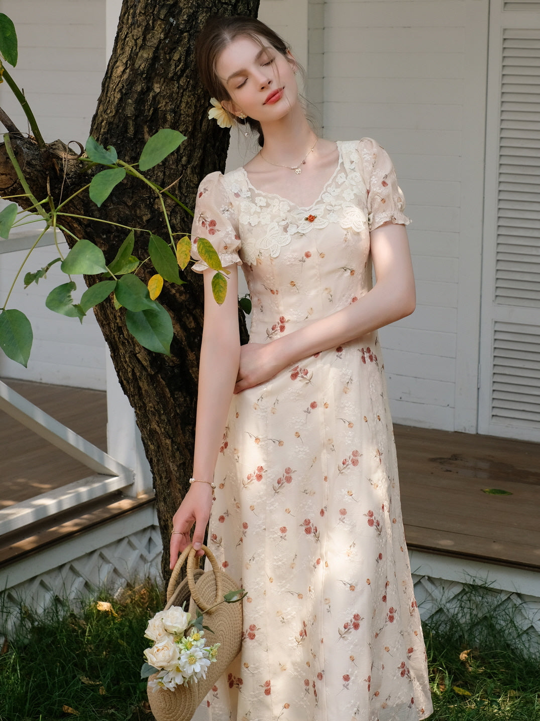 Ivory Rose Lace Summer Dress