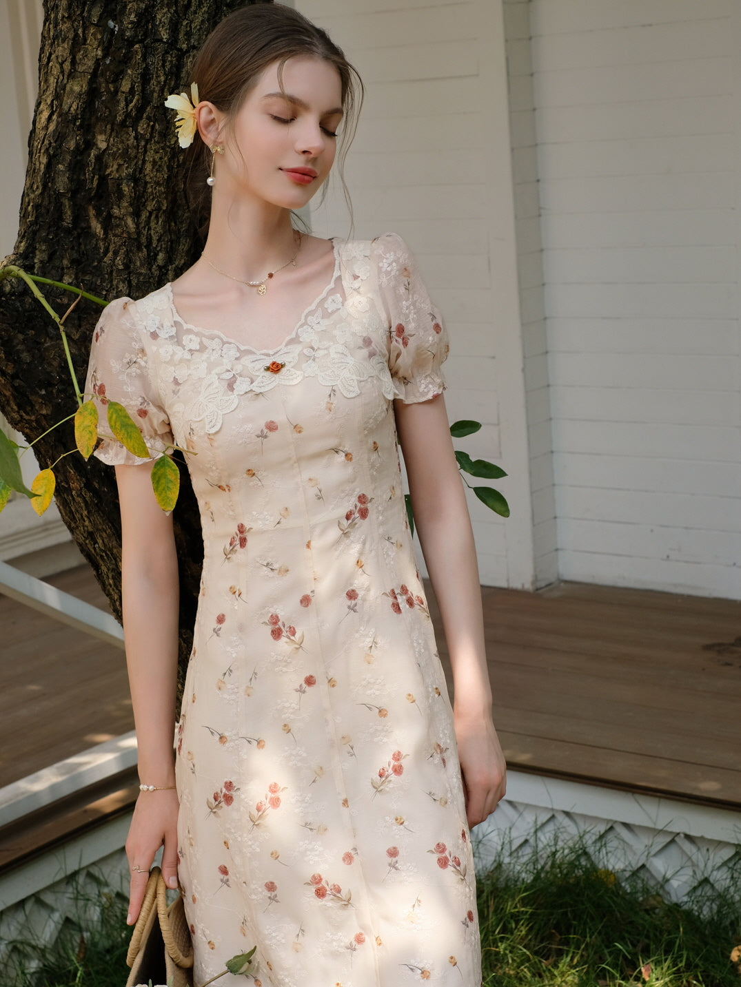 Ivory Rose Lace Summer Dress