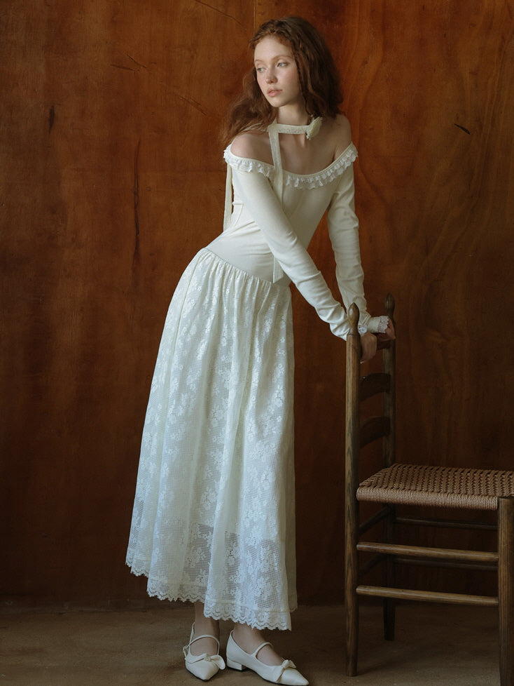 Dreamy White Lace Knit Dress