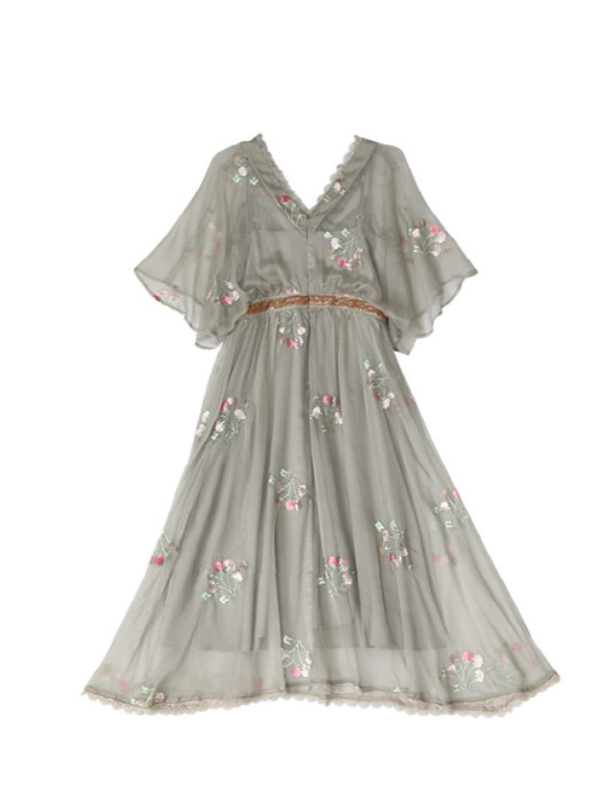 Grey Floral Blossom Dress