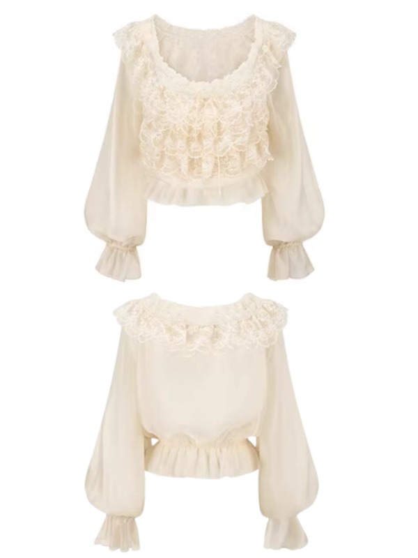 Ethereal Ruffle Lace Vintage Blouse