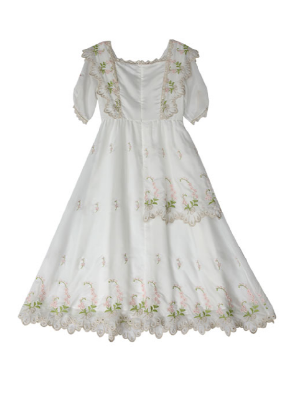 Victorian Floral White Dress