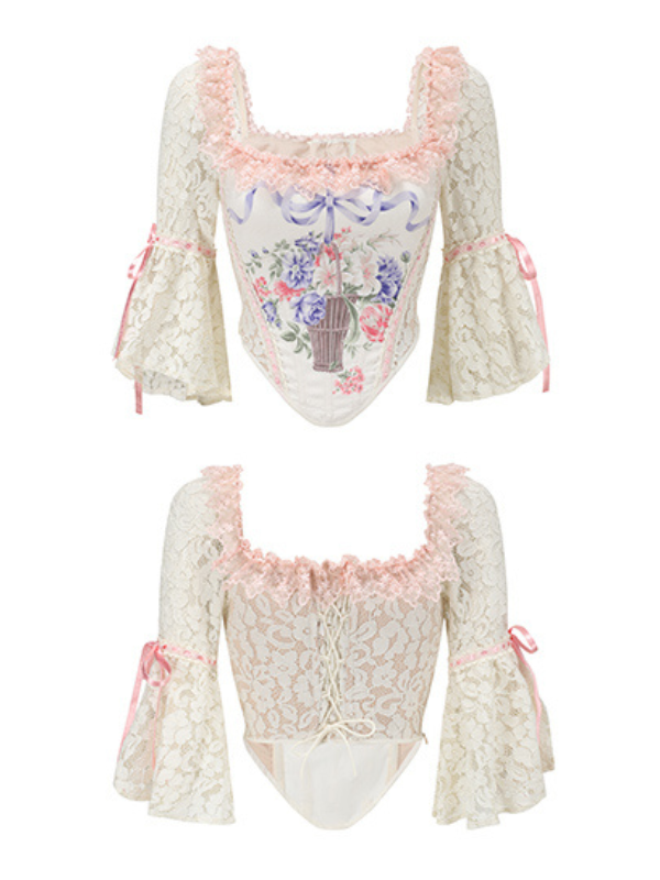 Romantic Floral Lace Corset Top