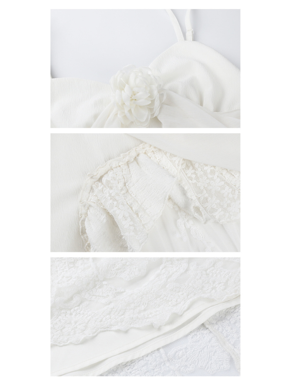 Ivory Garden Bloom Dress with Lace Ruffles