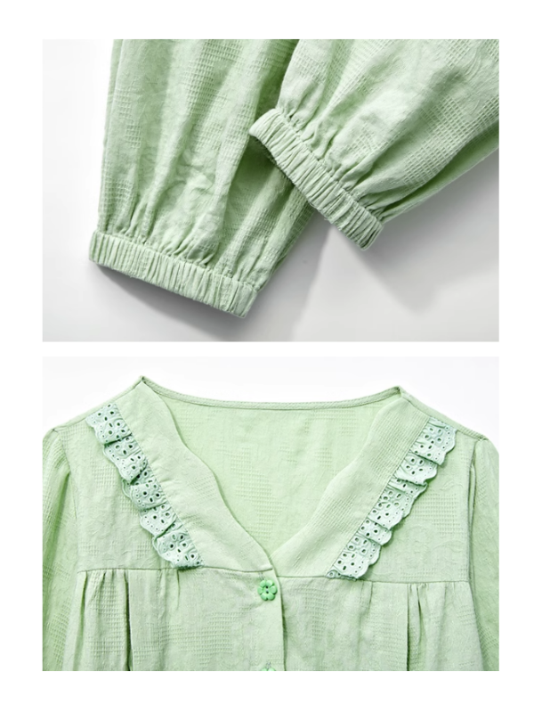 Mint Blossom Cotton Loungewear Set