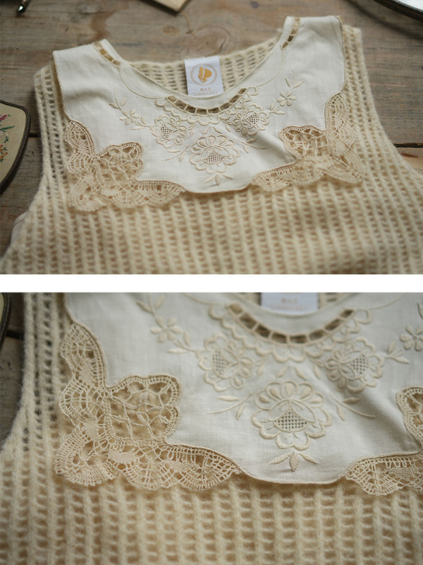 Vintage Lace Cream Knit Dress