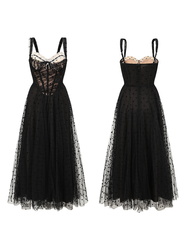 Midnight Elegance Black Tulle Dress