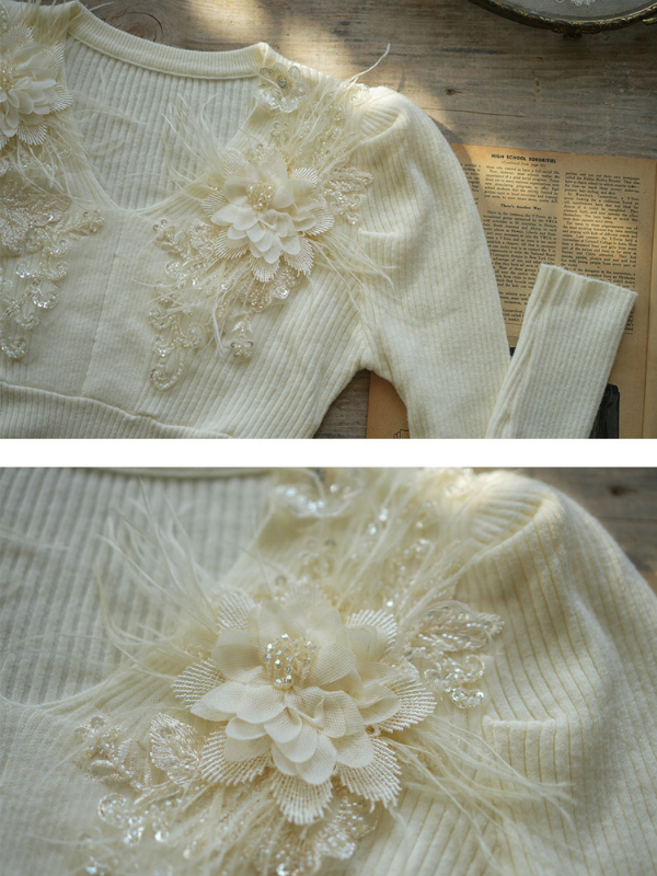 Ivory Bloom Embellished Sweater