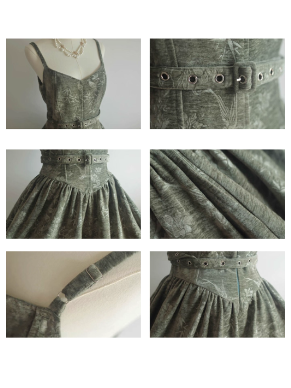 Forest Whispers Vintage Jacquard Dress